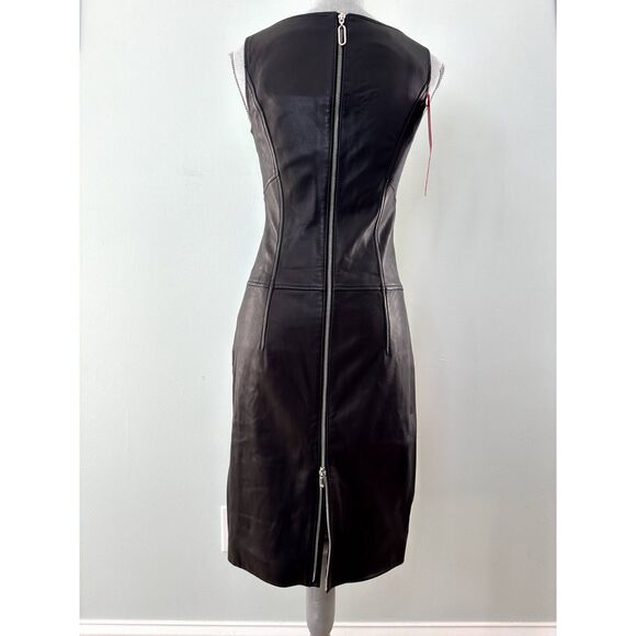 NWT Hugo Hugo Boss Lirana Black Lamb Leather Tailored Sheath Dress size Small - Picture 4 of 11